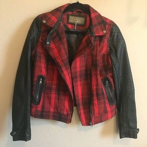 Plaid Faux Leather Jacket